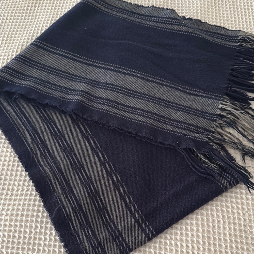 Navy and Gray Striped Scarf